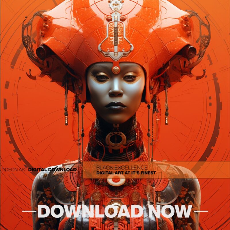 Alternative view of Sci-Fi Black Woman Of The Red Guard - Digital Download Wall Art