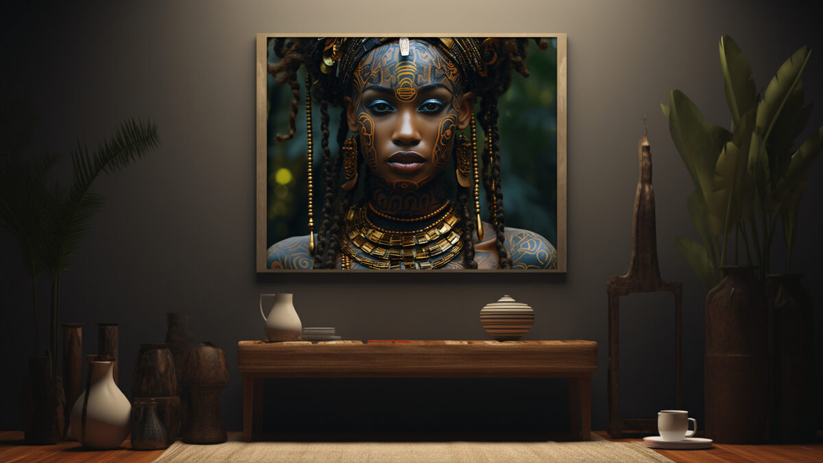 Young Golden Black Female Warrior - Digital Download Art - Image 5