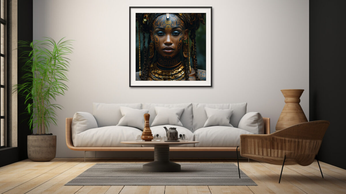 Young Golden Black Female Warrior - Digital Download Art - Image 4