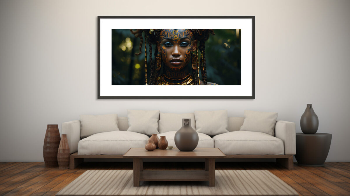 Young Golden Black Female Warrior - Digital Download Art