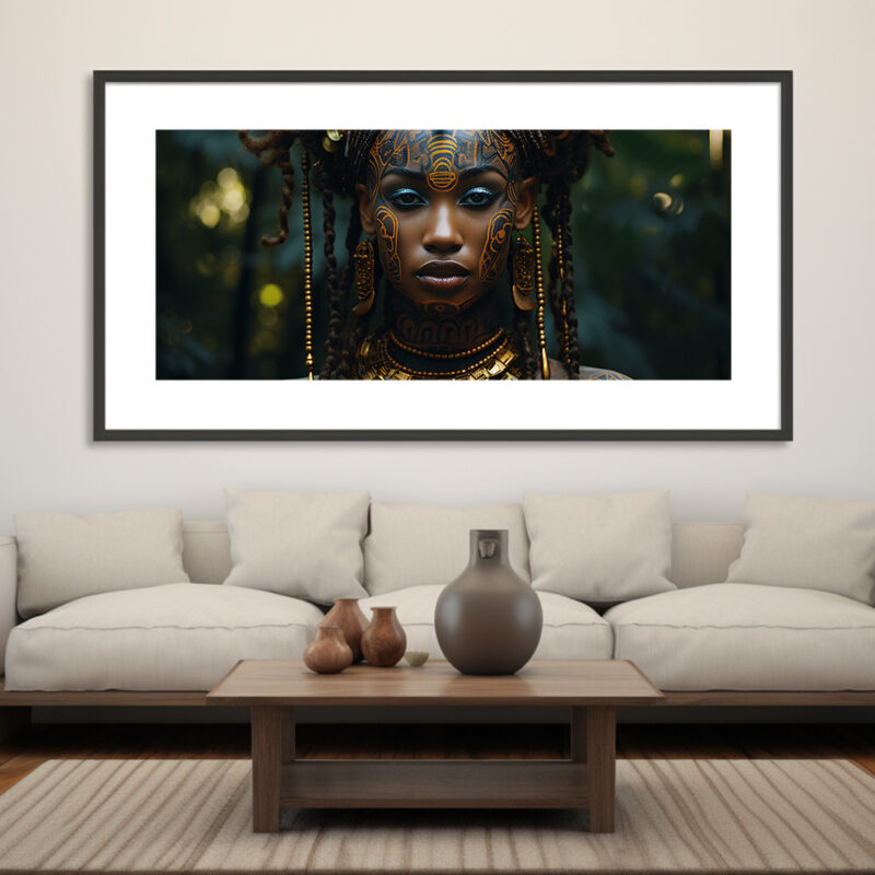 Young Golden Black Female Warrior - Digital Download Art