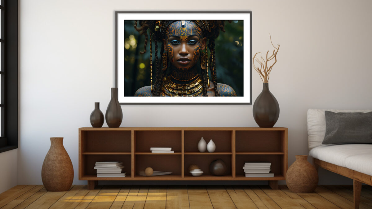 Young Golden Black Female Warrior - Digital Download Art - Image 3