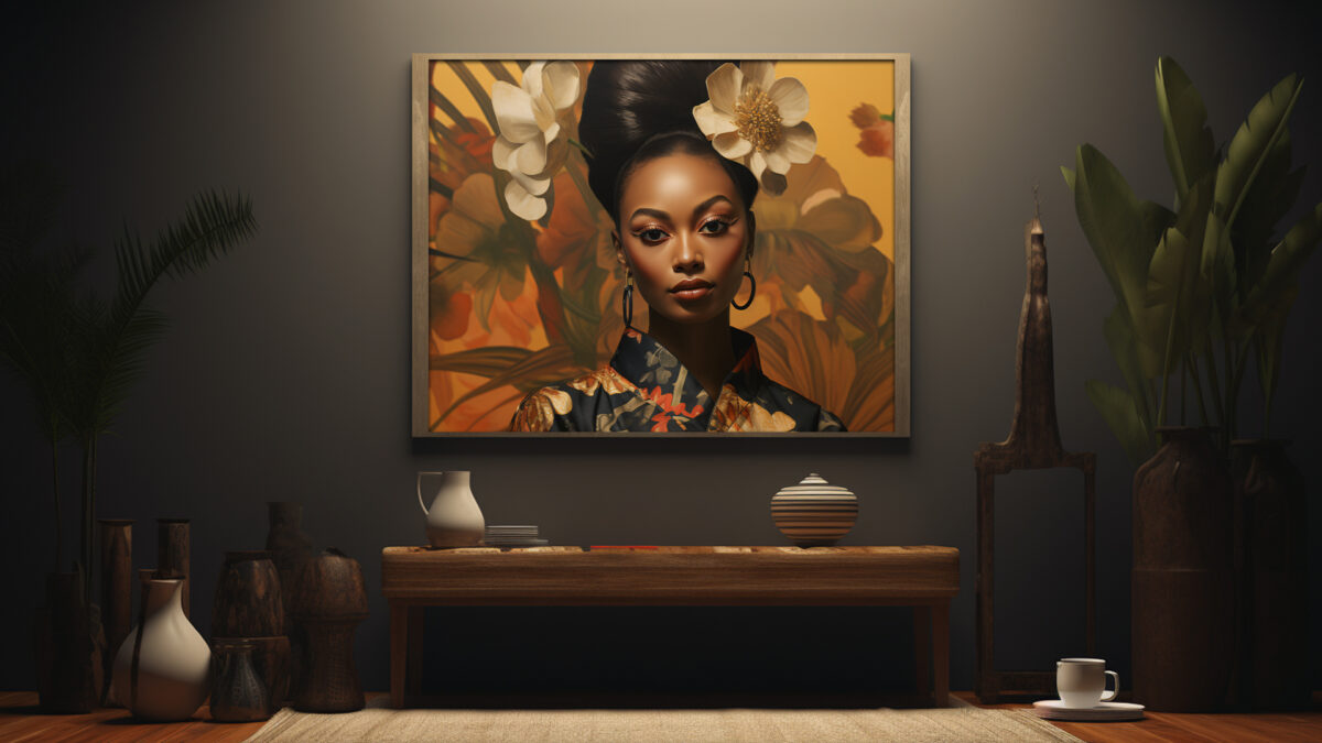 Blasian Woman Flowers Tropical Garden - Digital Download Art - Image 3