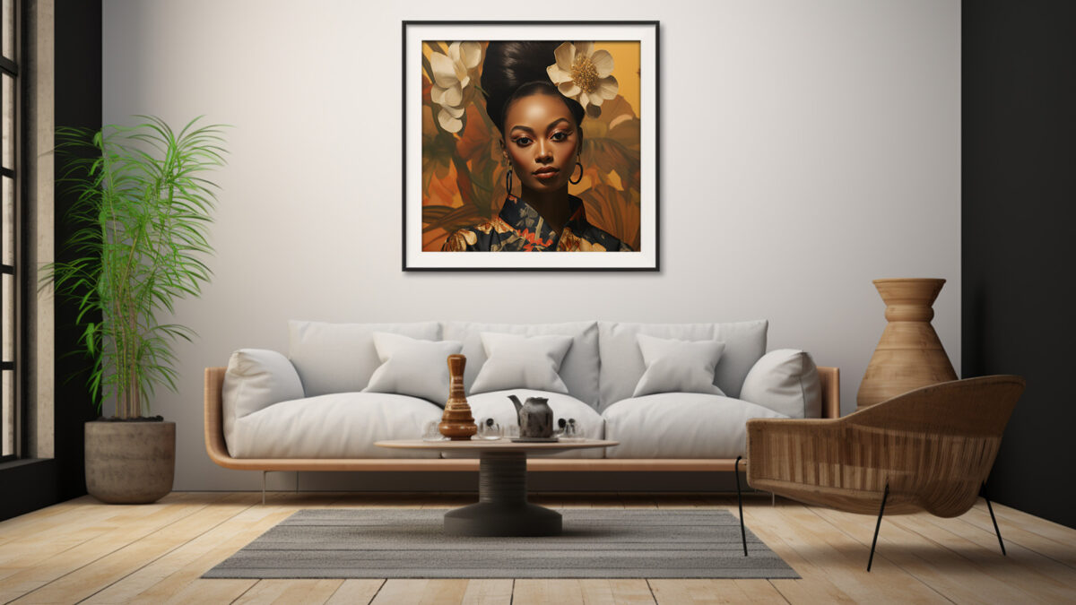 Blasian Woman Flowers Tropical Garden - Digital Download Art - Image 4