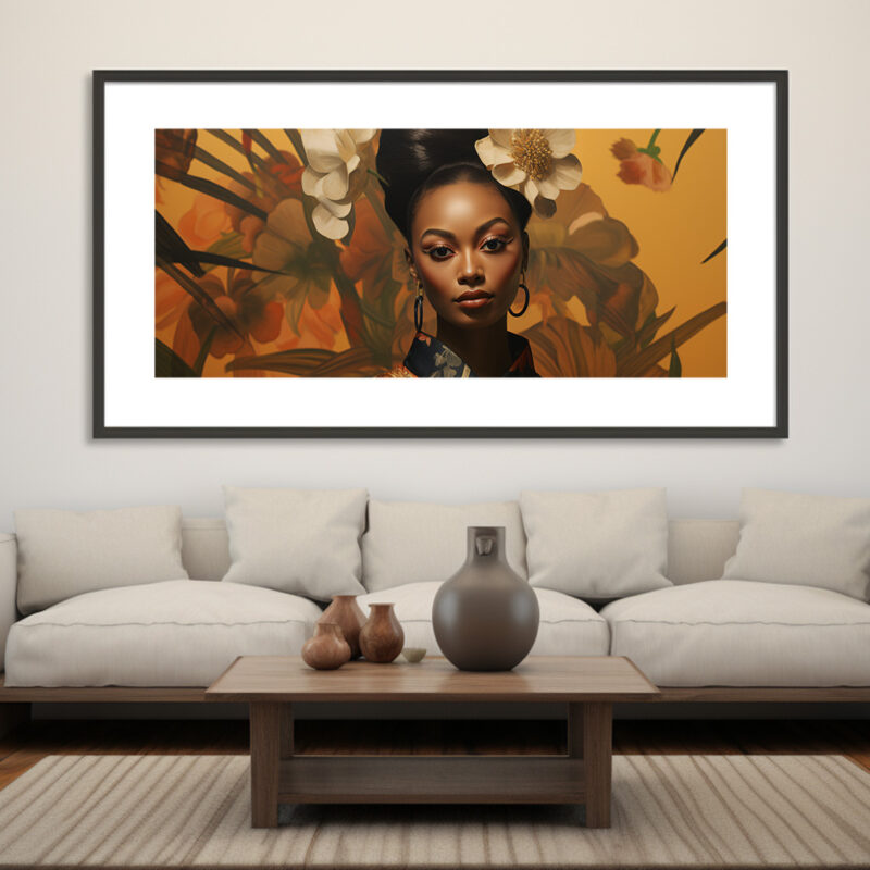 Blasian Woman Flowers Tropical Garden - Digital Download Art