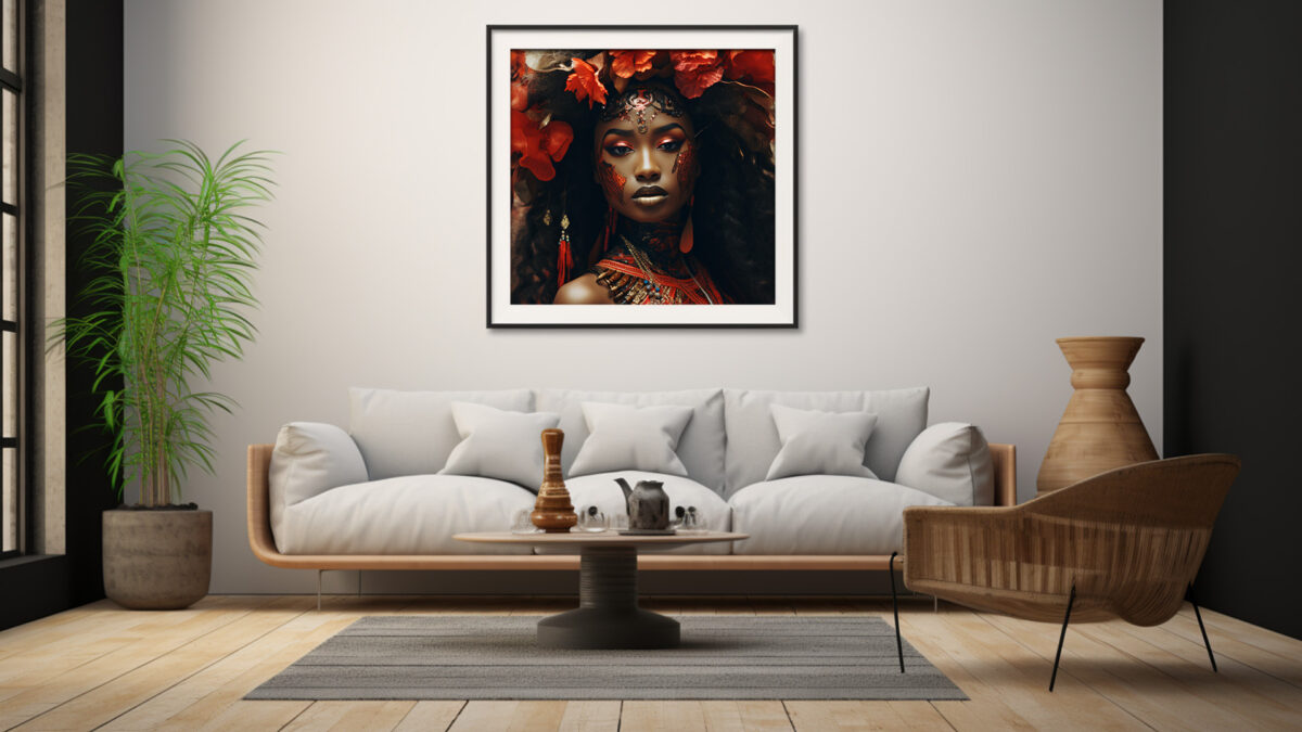 Black Woman Carnival Red Flowers - Digital Download Art - Image 4