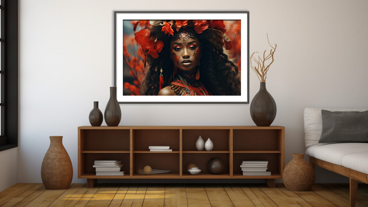 Black Woman Carnival Red Flowers - Digital Download Art - Image 5