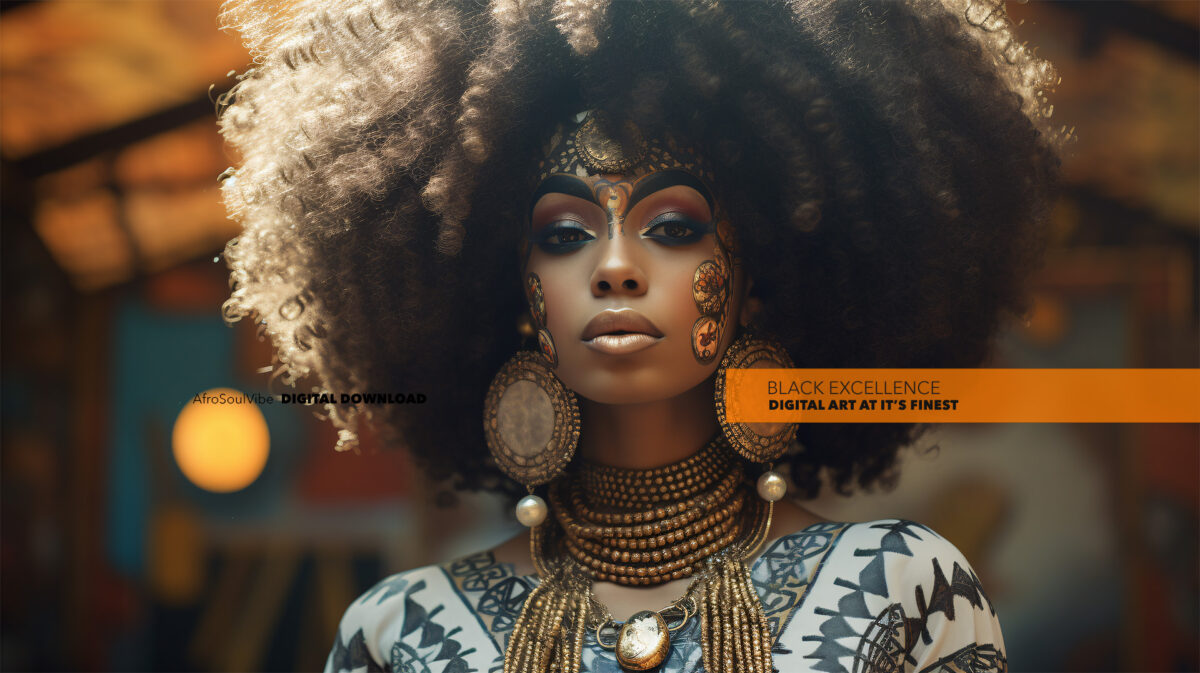 Goldleaf Empress – Afrocentric Digital Art (Single File) - Image 2