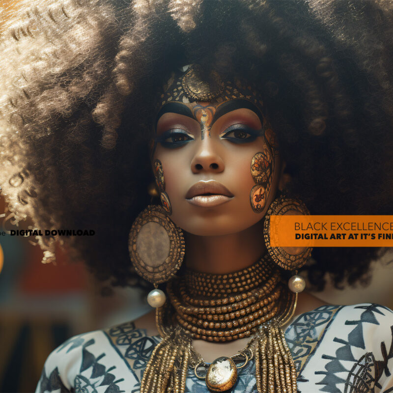 Alternative view of Goldleaf Empress – Afrocentric Digital Art (Single File)