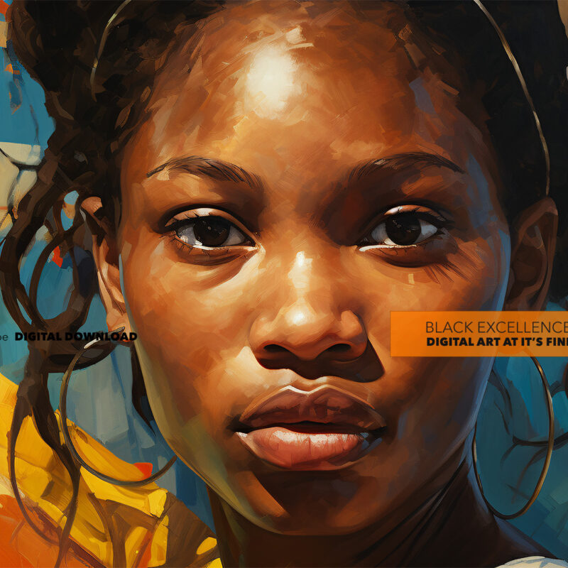 Alternative view of Caribbean Woman: A Painterly Portrait of Black Excellence - Digital Download Art