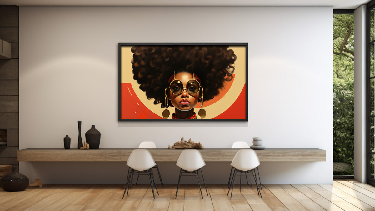 Vintage Glamour: A Stylish Portrait of a Woman with a Big Afro and Sunglasses - Digital Download Art - Image 3