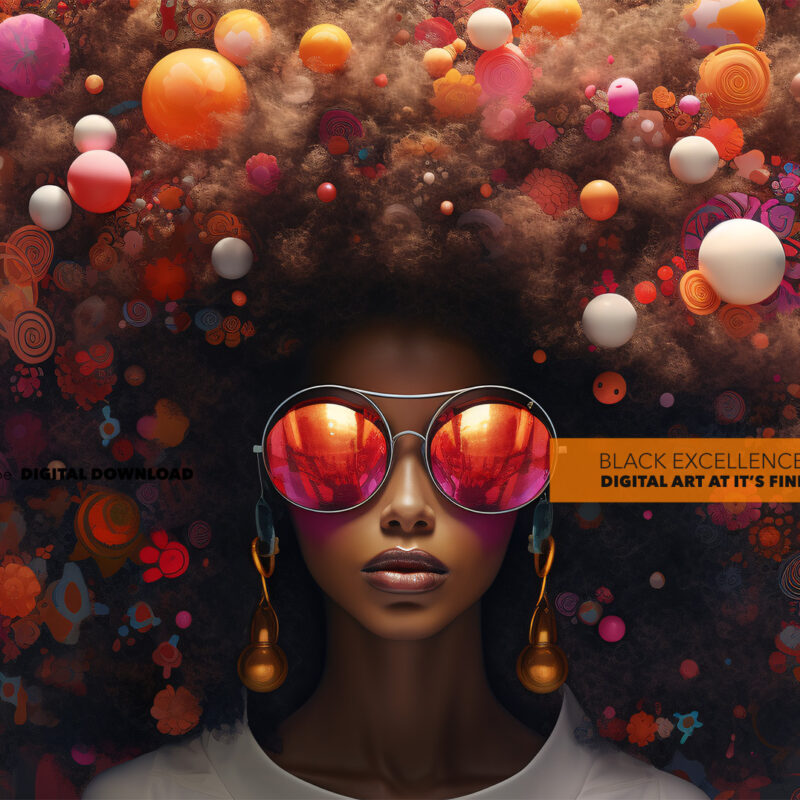 Alternative view of Vivid Curl Cosmos – Afrocentric Digital Art (Single File)