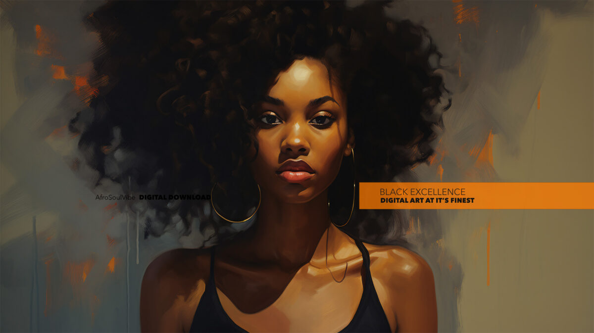 Elegant Portrait of a Woman with Afro Hair - Digital Download Art Print - Image 2