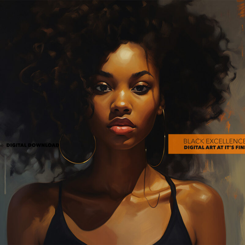 Alternative view of Elegant Portrait of a Woman with Afro Hair - Digital Download Art Print