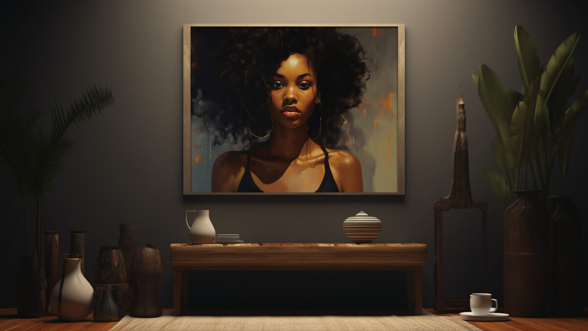 Elegant Portrait of a Woman with Afro Hair - Digital Download Art Print - Image 6
