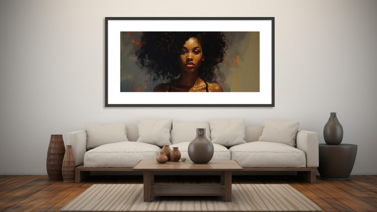 Elegant Portrait of a Woman with Afro Hair - Digital Download Art Print