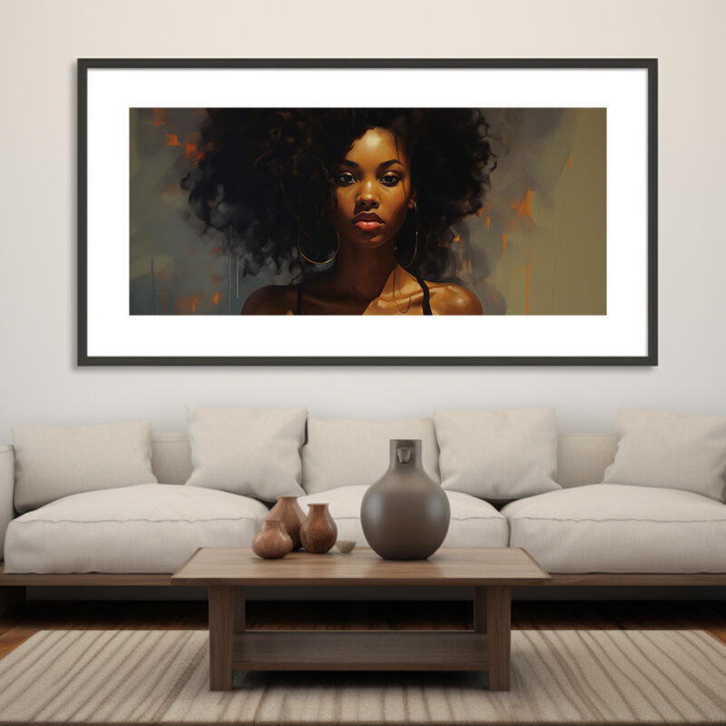 Elegant Portrait of a Woman with Afro Hair - Digital Download Art Print