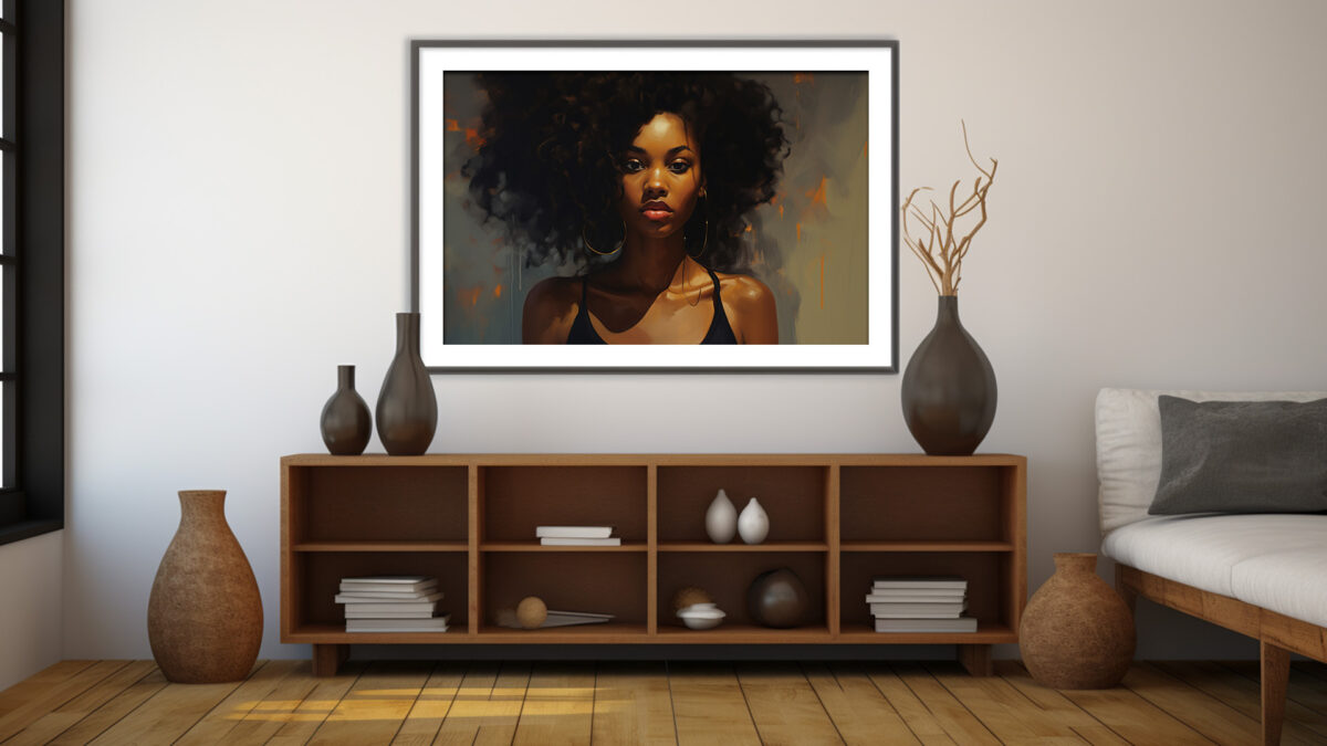 Elegant Portrait of a Woman with Afro Hair - Digital Download Art Print - Image 4