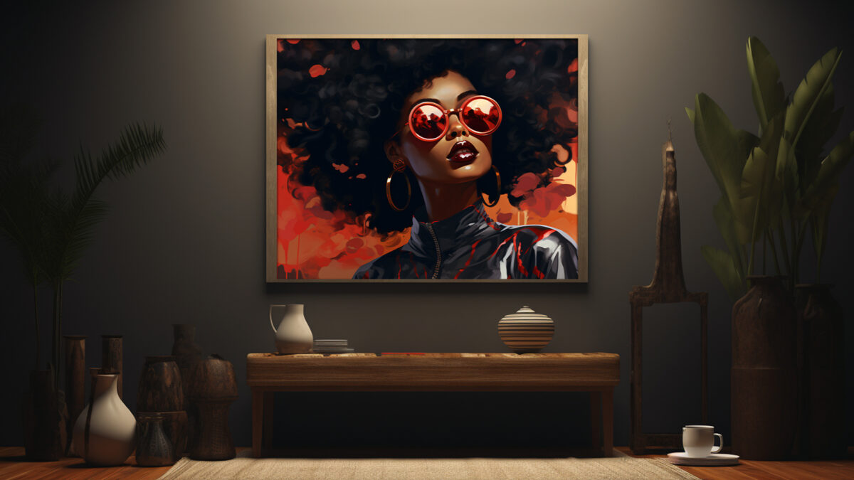 African American Woman Portrait with Curly Hair - Digital Download Art Print - Image 6