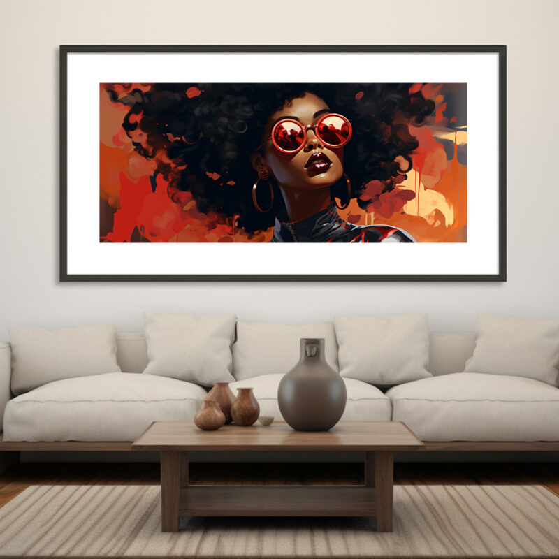 African American Woman Portrait with Curly Hair - Digital Download Art Print
