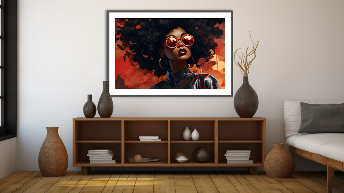African American Woman Portrait with Curly Hair - Digital Download Art Print - Image 4