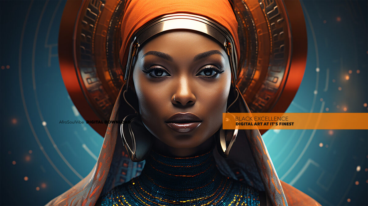Black Futuristic Queen - Digital Download Art Print - Image 2