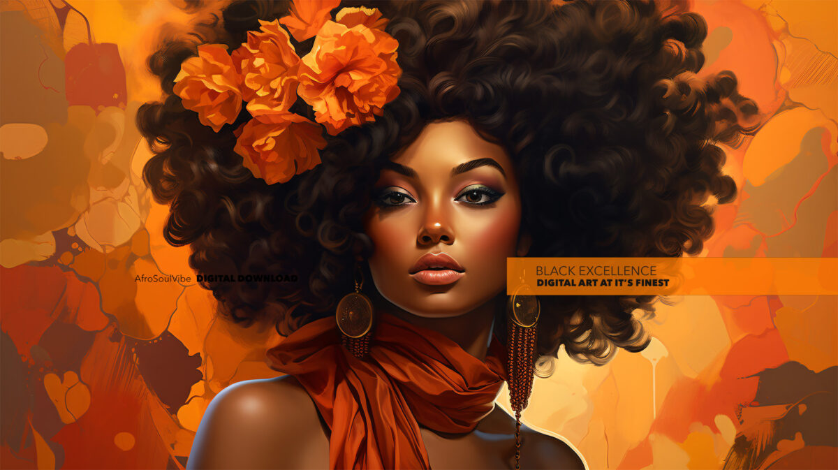 Stylish Afro-Inspired Orange Flower and Bold Colors - Digital Download Art Print - Image 2