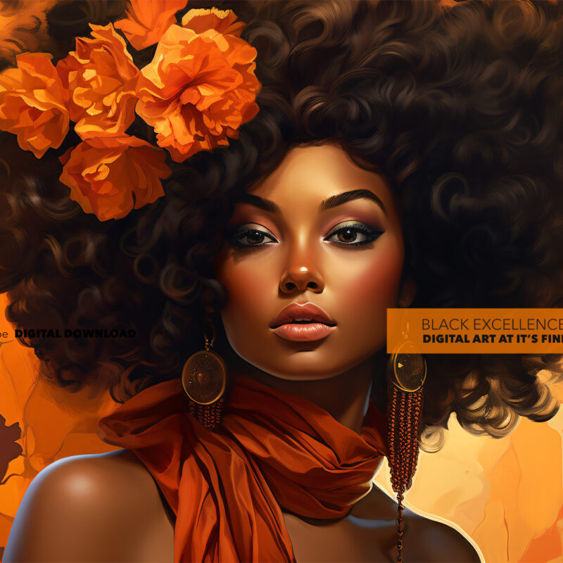 Alternative view of Stylish Afro-Inspired Orange Flower and Bold Colors - Digital Download Art Print