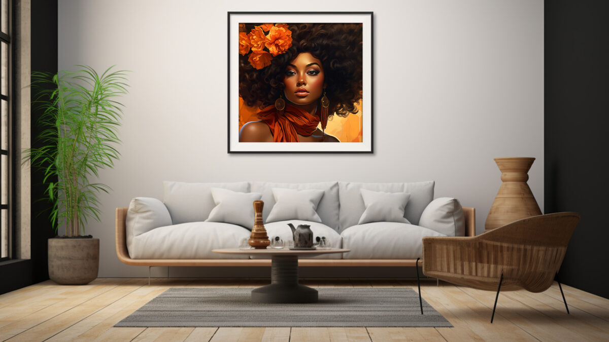 Stylish Afro-Inspired Orange Flower and Bold Colors - Digital Download Art Print - Image 5
