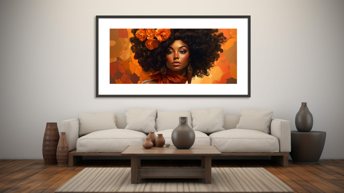 Stylish Afro-Inspired Orange Flower and Bold Colors - Digital Download Art Print