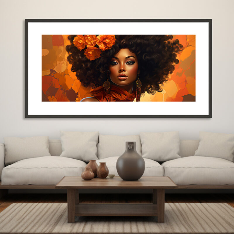 Stylish Afro-Inspired Orange Flower and Bold Colors - Digital Download Art Print