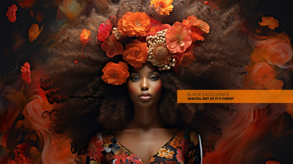 Flowers and Fortitude: Celebrating the Essence of Black Womanhood - Digital Download Art Print - Image 2