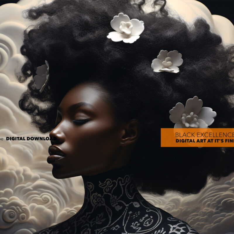 Alternative view of Elegance in Motion: A Digital Portrait of Black Excellence - Digital Art Print
