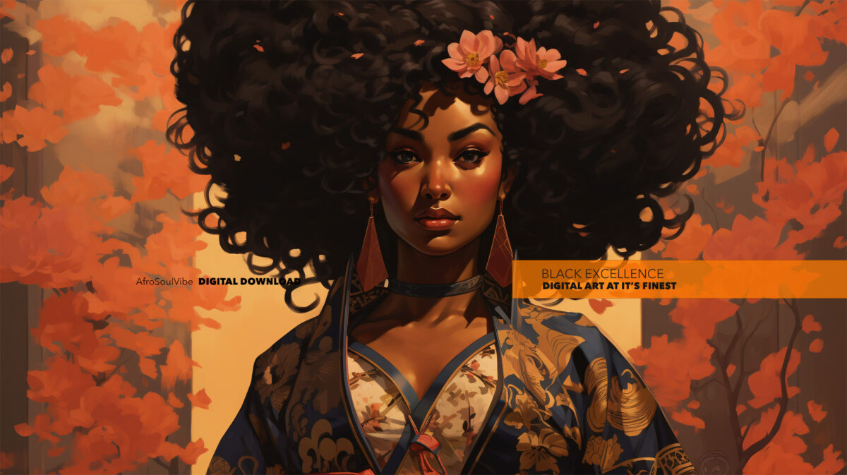 AfroSoulVibe: Autumn Afro Excellence - Digital Art Print - Image 2