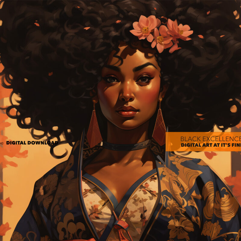Alternative view of AfroSoulVibe: Autumn Afro Excellence - Digital Art Print