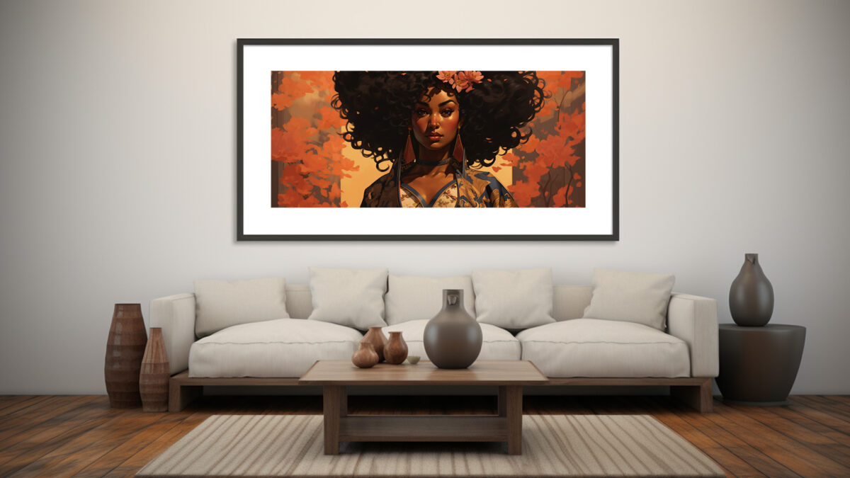 AfroSoulVibe: Autumn Afro Excellence - Digital Art Print
