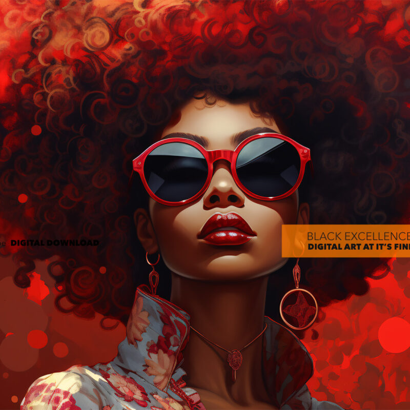 Alternative view of Stylishly Confident: A Vibrant Portrait - Digital Art Print