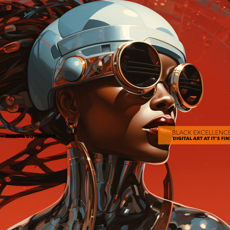 Alternative view of Futuristic Portrait: Afrofuturism Evolution - Digital Art Print