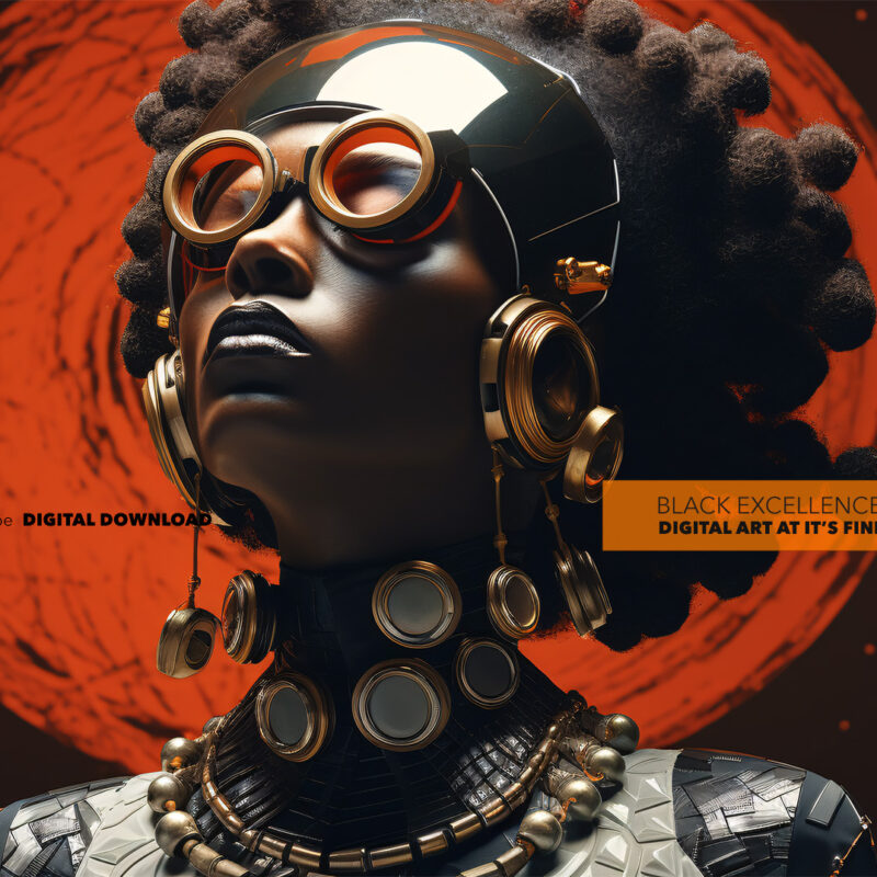 Alternative view of Orbit Echo – Afrofuturist Sonic Portrait Digital Art Print