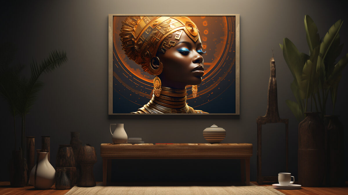 Golden Cypher – Afrofuturist Regal Portrait Digital Art Print - Image 6