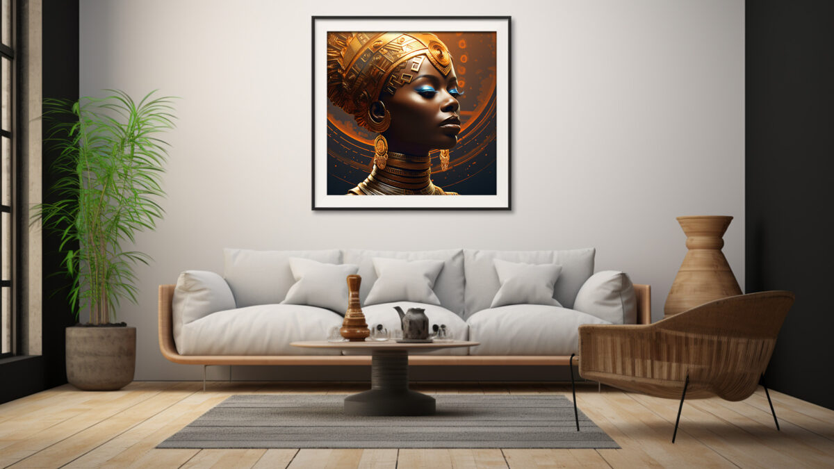 Golden Cypher – Afrofuturist Regal Portrait Digital Art Print - Image 5