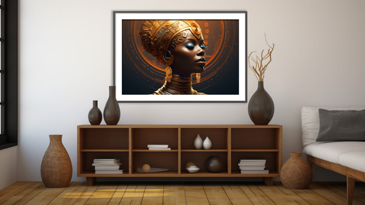 Golden Cypher – Afrofuturist Regal Portrait Digital Art Print - Image 4