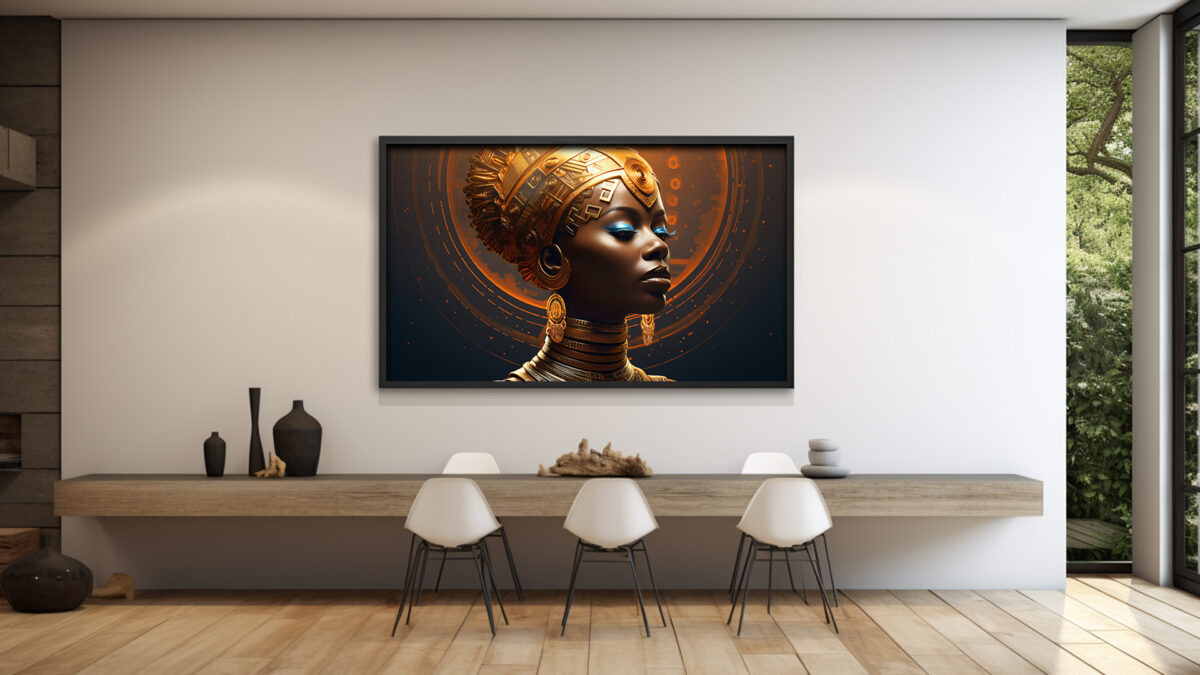 Golden Cypher – Afrofuturist Regal Portrait Digital Art Print - Image 3