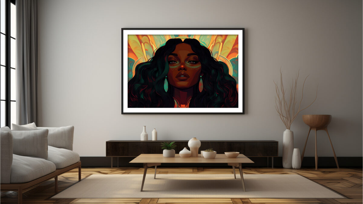 Radiant Sovereignty: Afro-Futuristic Celebration of Black Elegance in Digital Art Print - Image 11