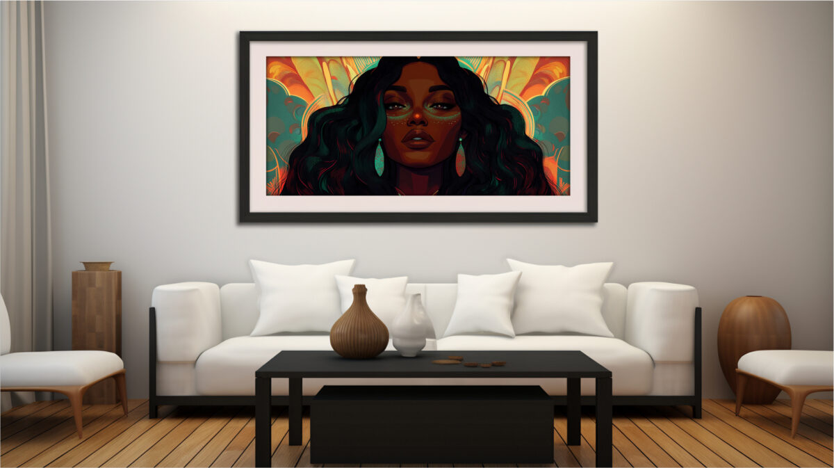 Radiant Sovereignty: Afro-Futuristic Celebration of Black Elegance in Digital Art Print - Image 10