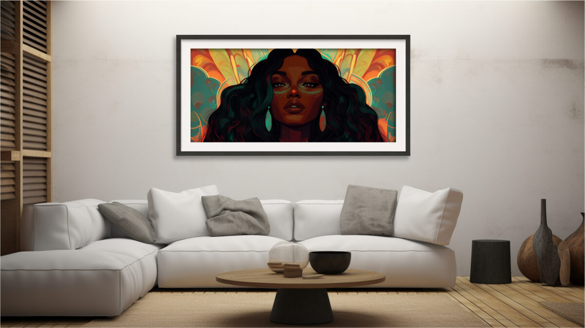 Radiant Sovereignty: Afro-Futuristic Celebration of Black Elegance in Digital Art Print - Image 9