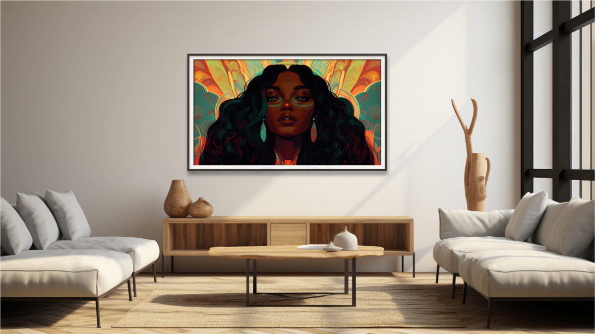 Radiant Sovereignty: Afro-Futuristic Celebration of Black Elegance in Digital Art Print - Image 5