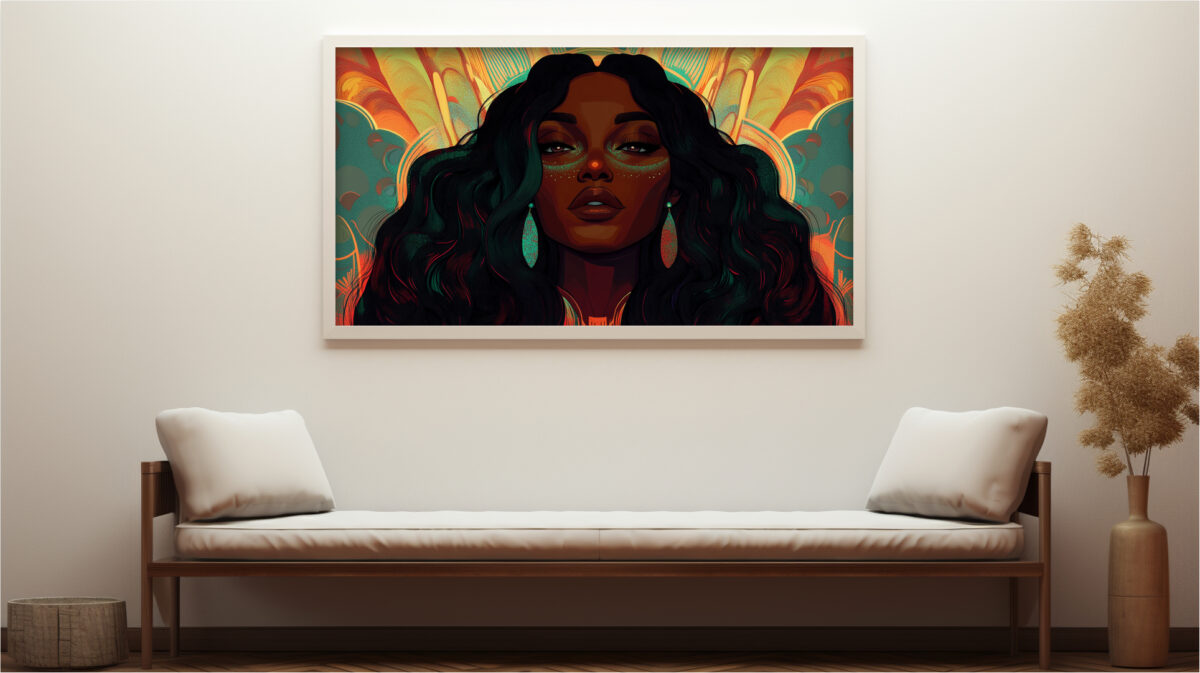 Radiant Sovereignty: Afro-Futuristic Celebration of Black Elegance in Digital Art Print - Image 4