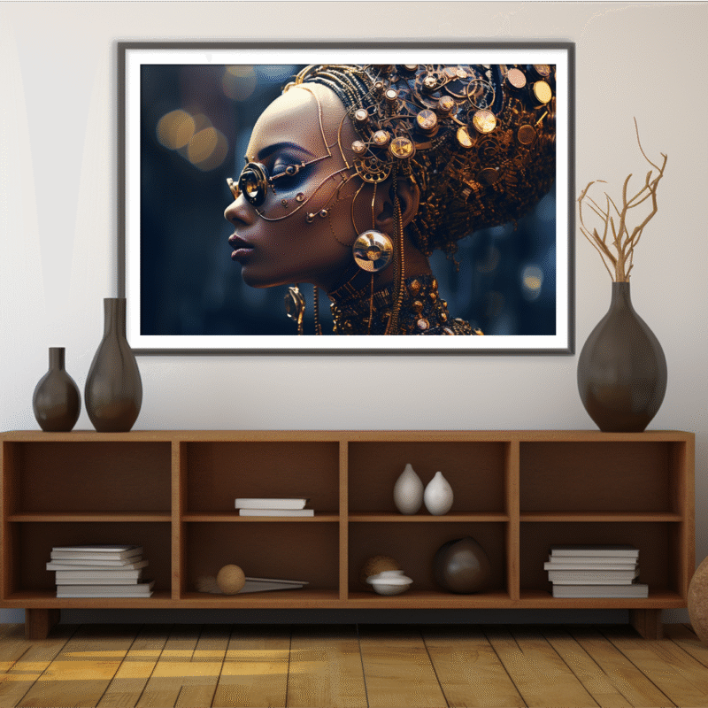 Alternative view of Alloy Diva – Afrocentric Sci-Fi Digital Art Print | AfroSoulVibe