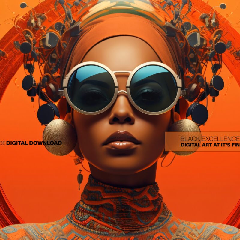 Alternative view of Halo Solara – Afrofuturist Digital Art Print (Multi-Size Pack)